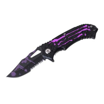 Fantasy Design Spring Assist Knife 4.5" Closed Purple Handle